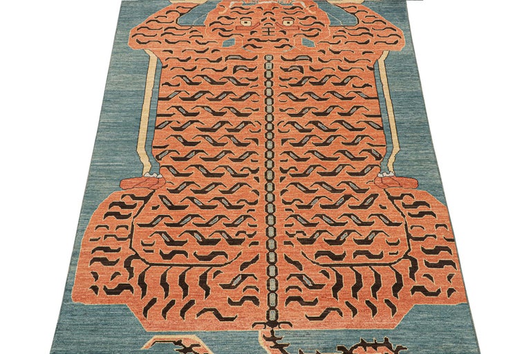 Rug and Kilim’s Custom Tiger-Skin Rug Design with Orange and Brown ...