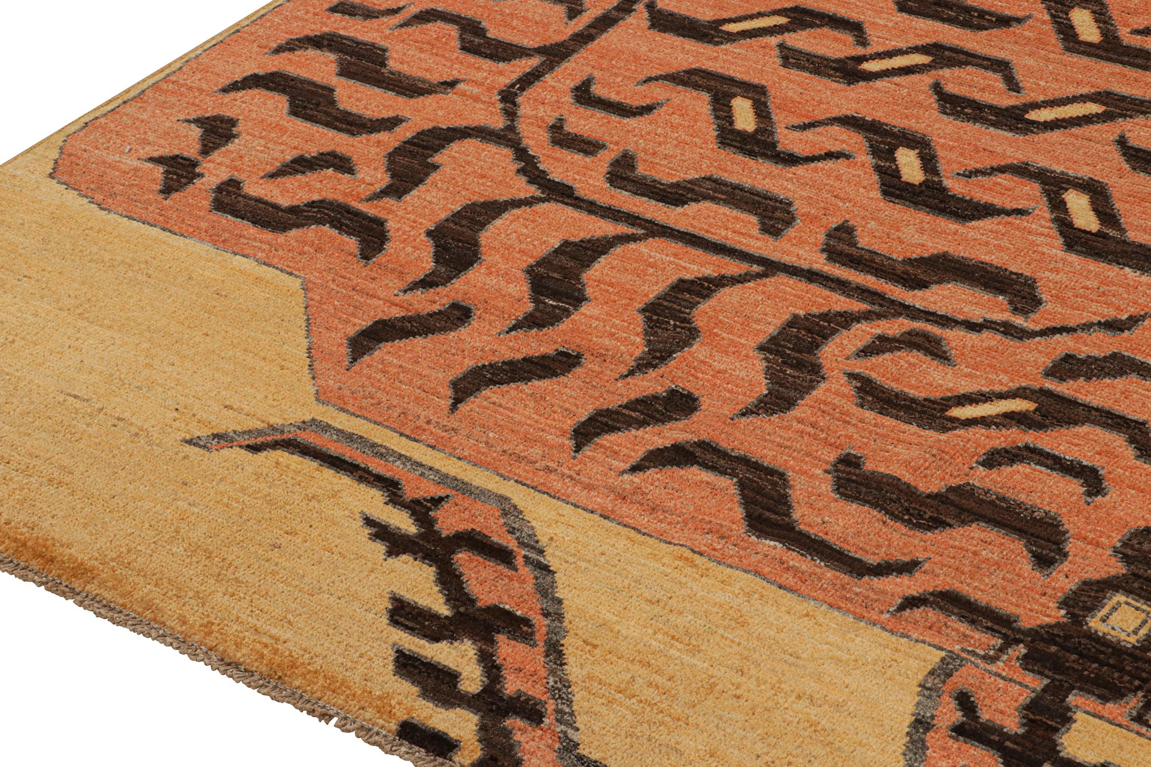 Hand-Knotted Rug & Kilim’s Custom Tiger-Skin Rug Design with Orange and Brown Pictorial For Sale