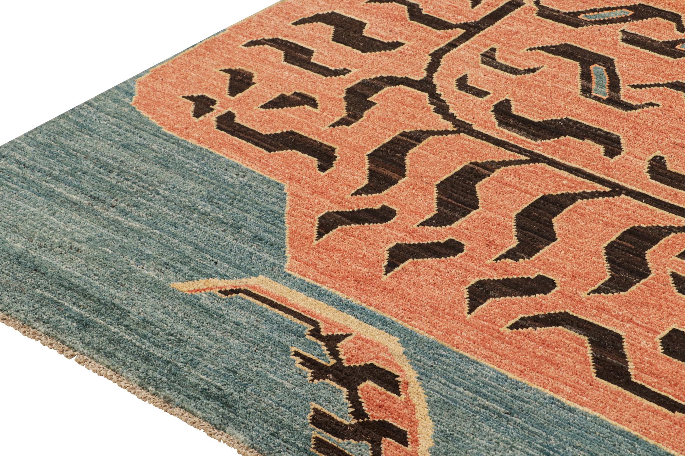 Hand-Knotted Rug & Kilim’s Custom Tiger-Skin Rug Design with Orange and Brown Pictorial For Sale