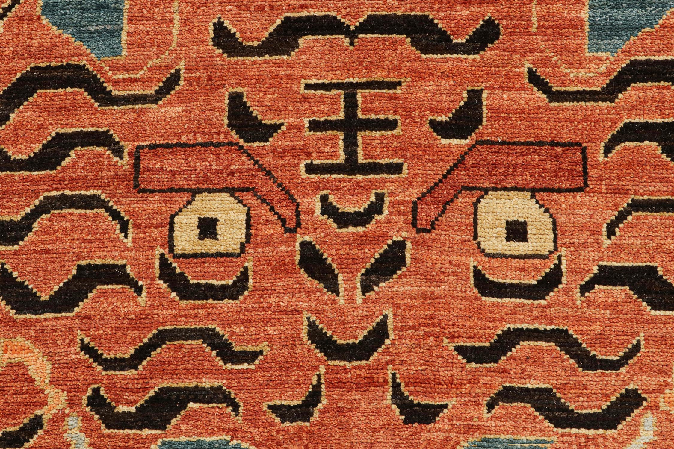 Contemporary Rug & Kilim’s Custom Tiger-Skin Rug Design with Orange and Brown Pictorial For Sale