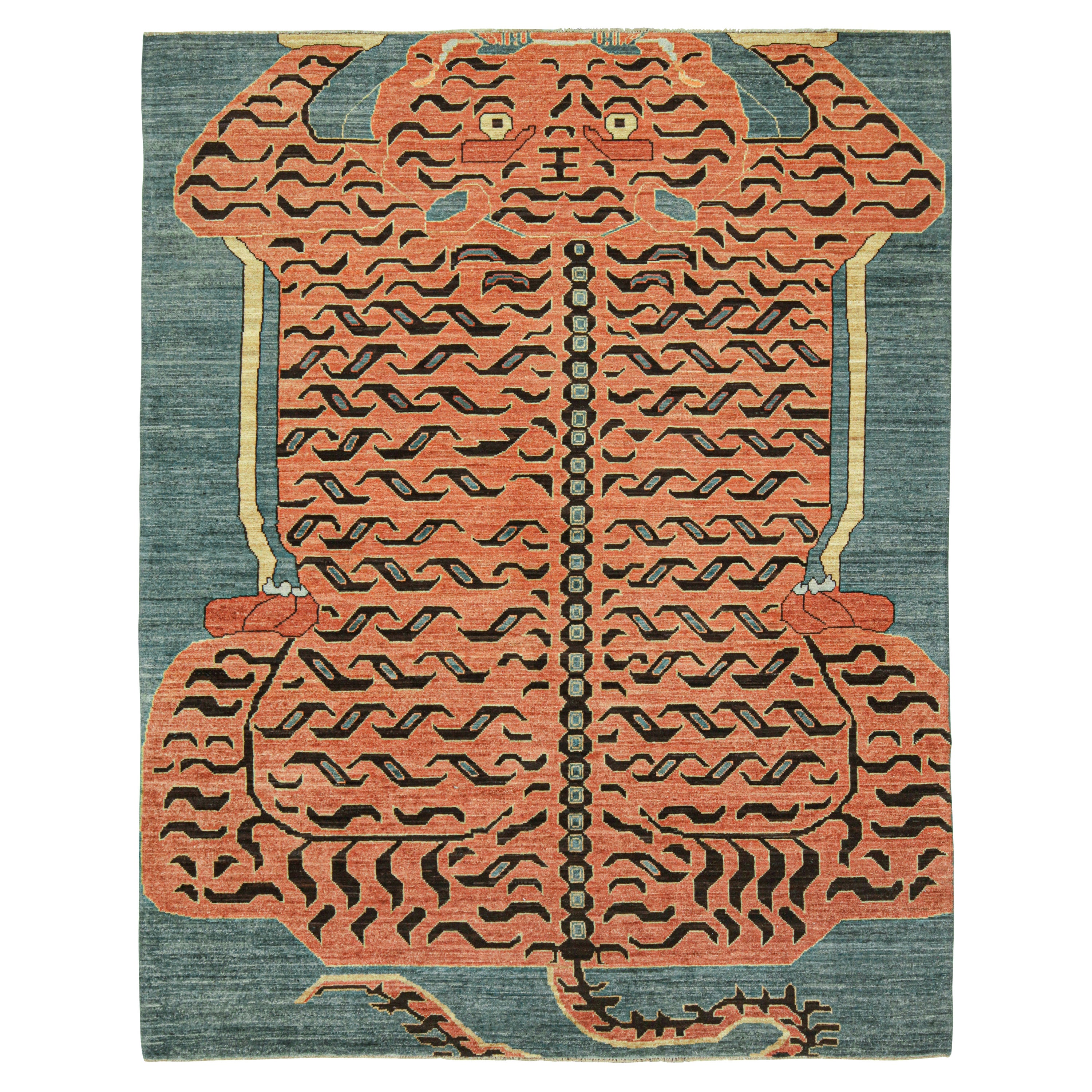 Rug & Kilim: design personalizzato di un tappeto in pelle di tigre con immagini arancioni e marroni
