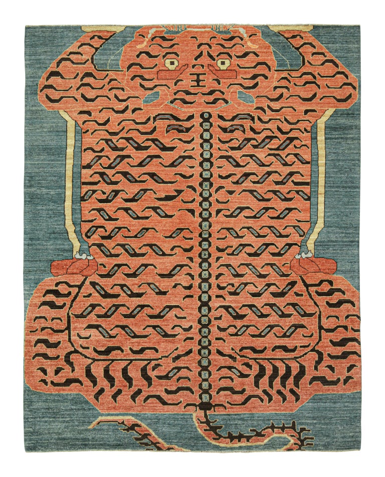 Rug and Kilim’s Custom Tiger-Skin Rug Design with Orange and Brown ...