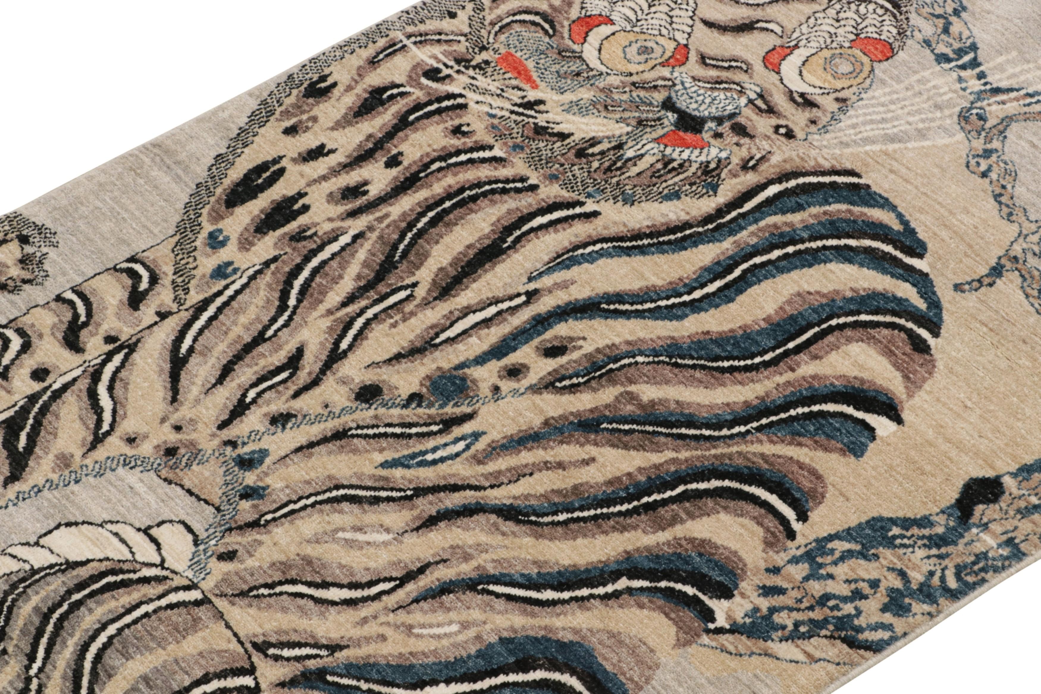Ce tapis tigré contemporain 3x5 est un nouvel ajout audacieux à la Collection Tigres de Rug & Kilim. Notre collection s'étend sur plusieurs cultures et reprend les styles picturaux emblématiques de l'art populaire et des tapis orientaux anciens