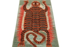 Rug & Kilim’s Custom Tiger-Skin Runner with Orange and Brown Pictorial