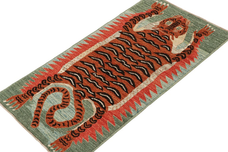 Rug and Kilim’s Custom Tiger-Skin Runner with Orange and Brown ...