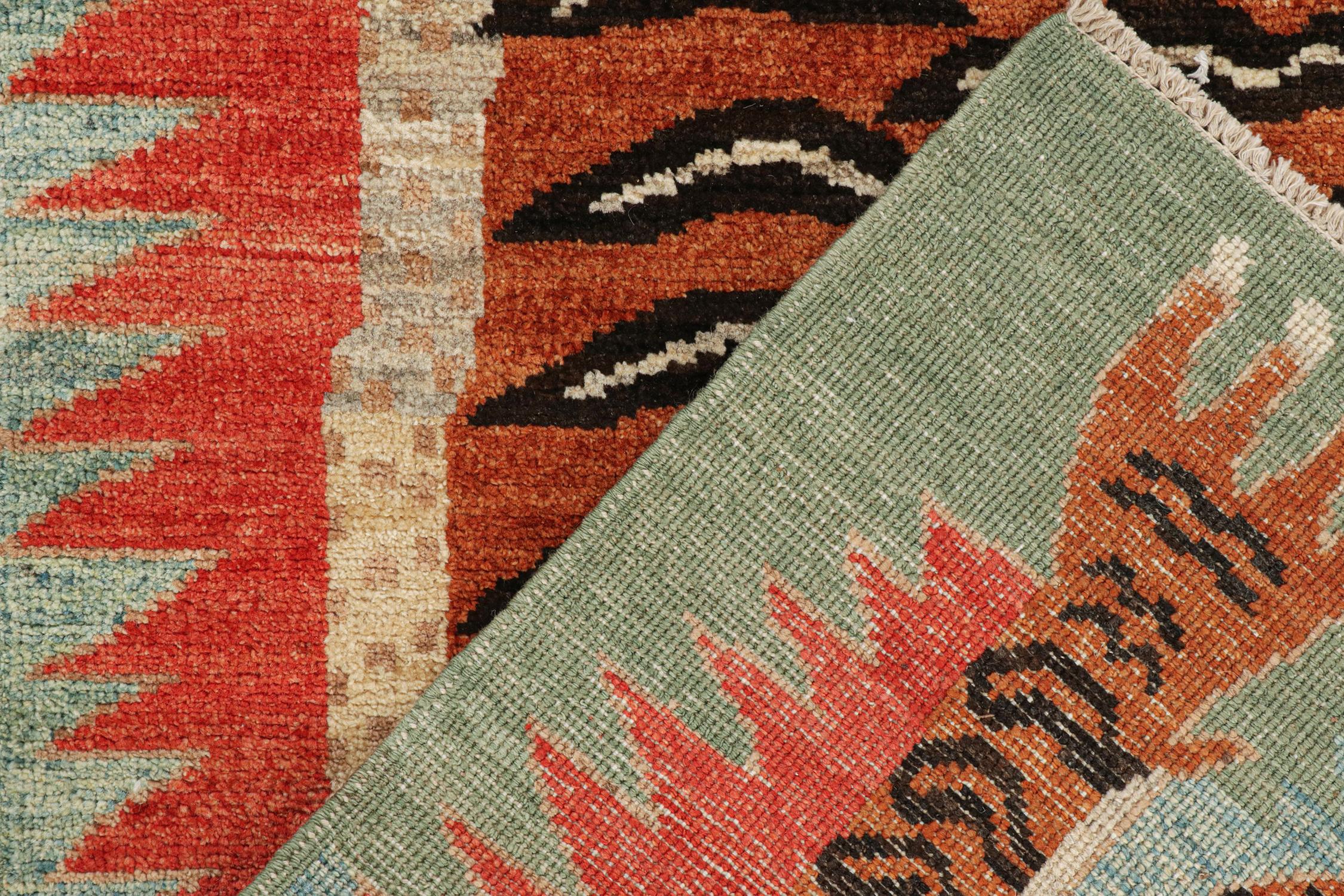 Rug & Kilim’s Custom Tiger-Skin Runner with Orange and Brown Pictorial In New Condition For Sale In Long Island City, NY