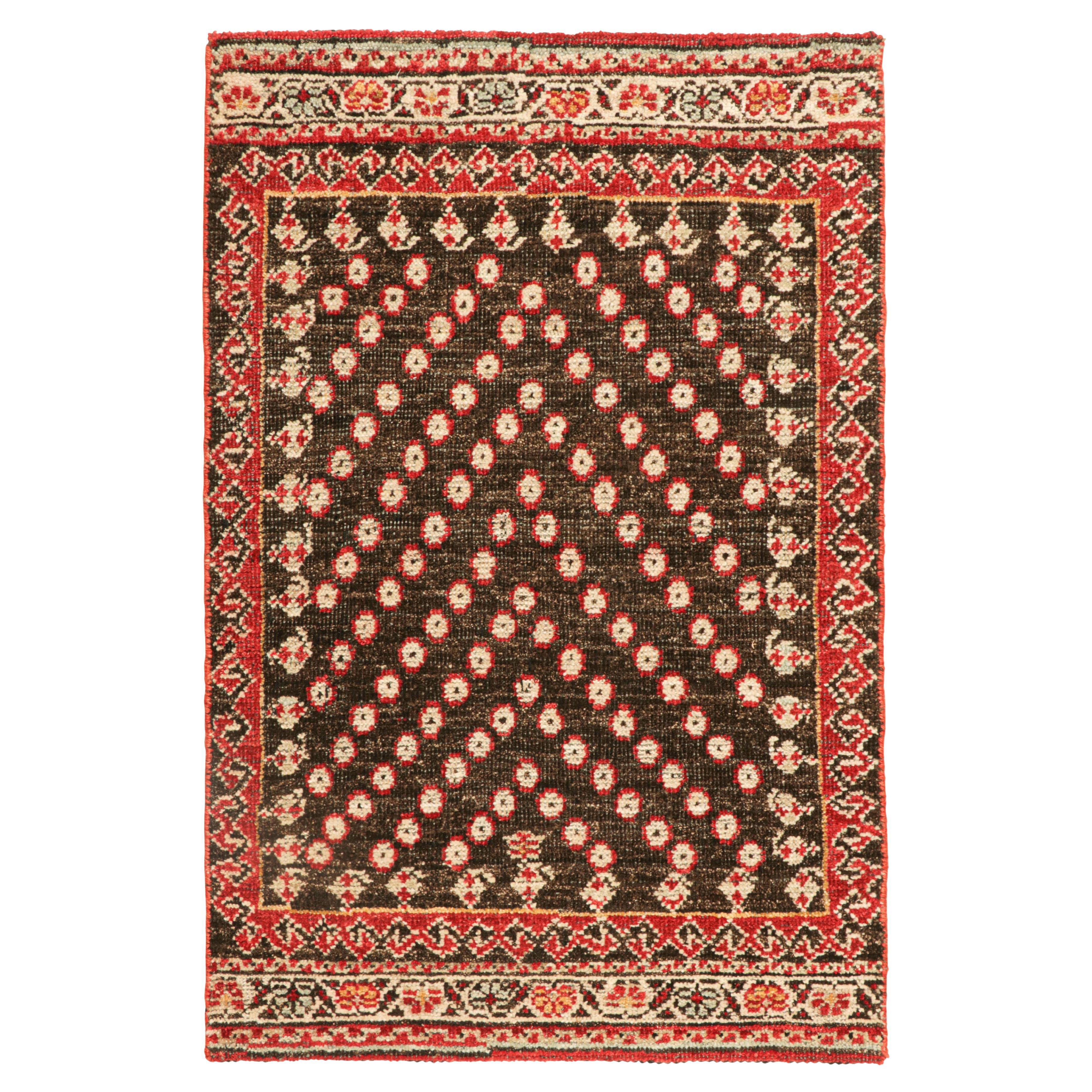 Rug & Kilim’s Custom Tribal Rug Design in Brown and Red with Floral Patterns