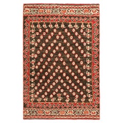 Rug & Kilim’s Custom Tribal Rug Design in Brown and Red with Floral Patterns
