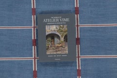 Rug & Kilim’s Dhurrie Indian Rug in Blue, Red and Ivory Geometric Stripes