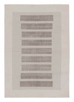 Rug & Kilim’s Dhurrie Rug in White and Brown Stripes