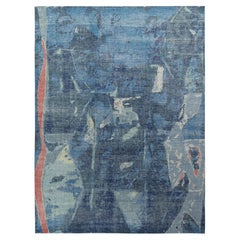 Tapis & Kilims - Tapis abstrait délavé personnalisé à motif géométrique bleu