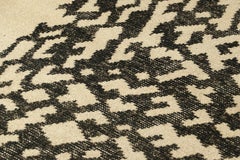 Rug & Kilim’s Distressed Abstract Rug in Ivory & Black Geometric Patterns