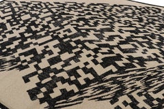 Rug & Kilim’s Distressed Abstract Rug in Ivory & Black Geometric Patterns