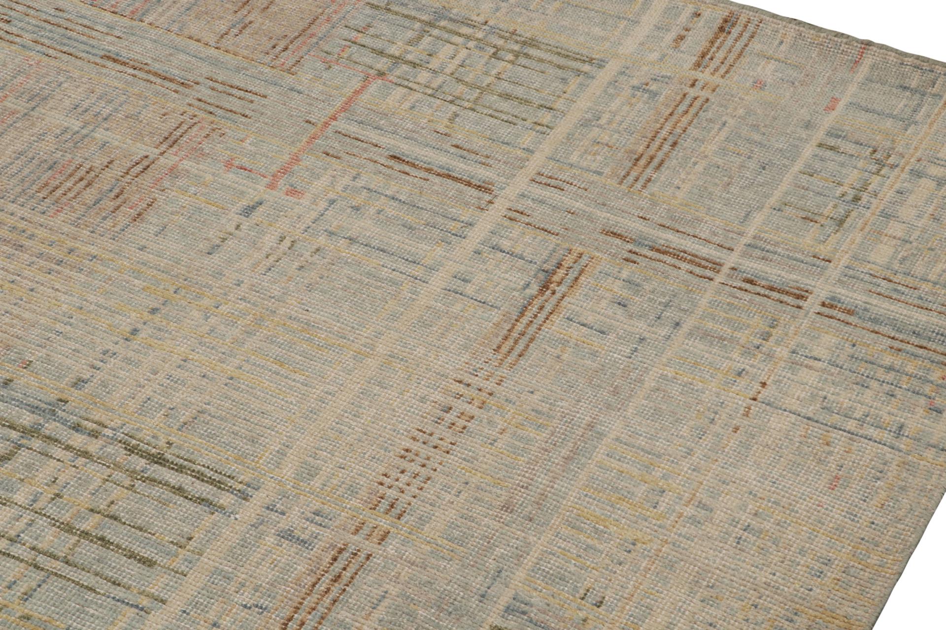Hand-Knotted Rug & Kilim’s Distressed Abstract Rug With Polychromatic Geometric Pattern For Sale