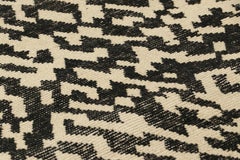 Rug & Kilim’s Distressed Abstract Square Rug in Ivory & Black Geometric Patterns