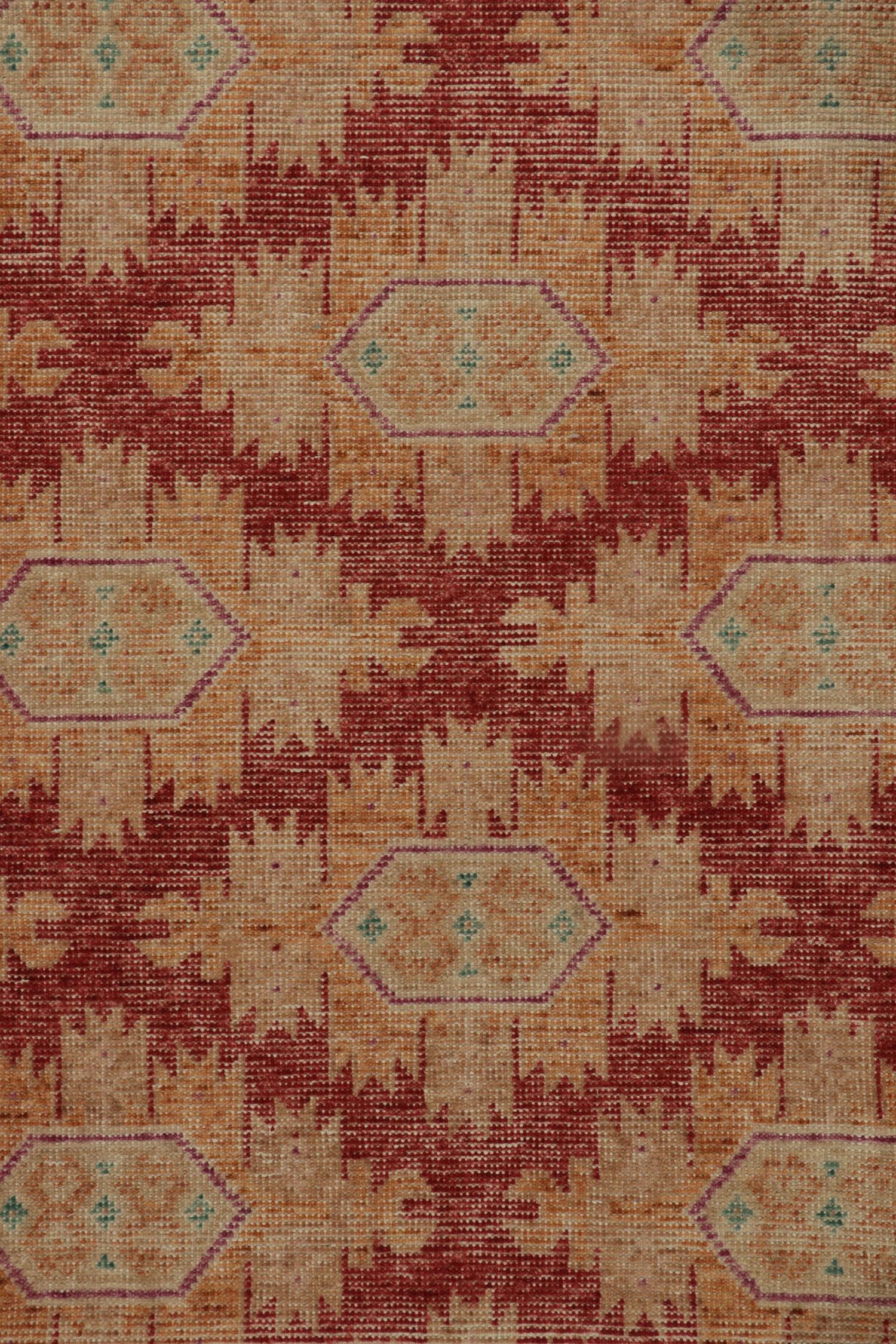 Rug & Kilim’s Distressed Bokhara Style Runner in Red, Beige & Gold Medallions In New Condition For Sale In Long Island City, NY