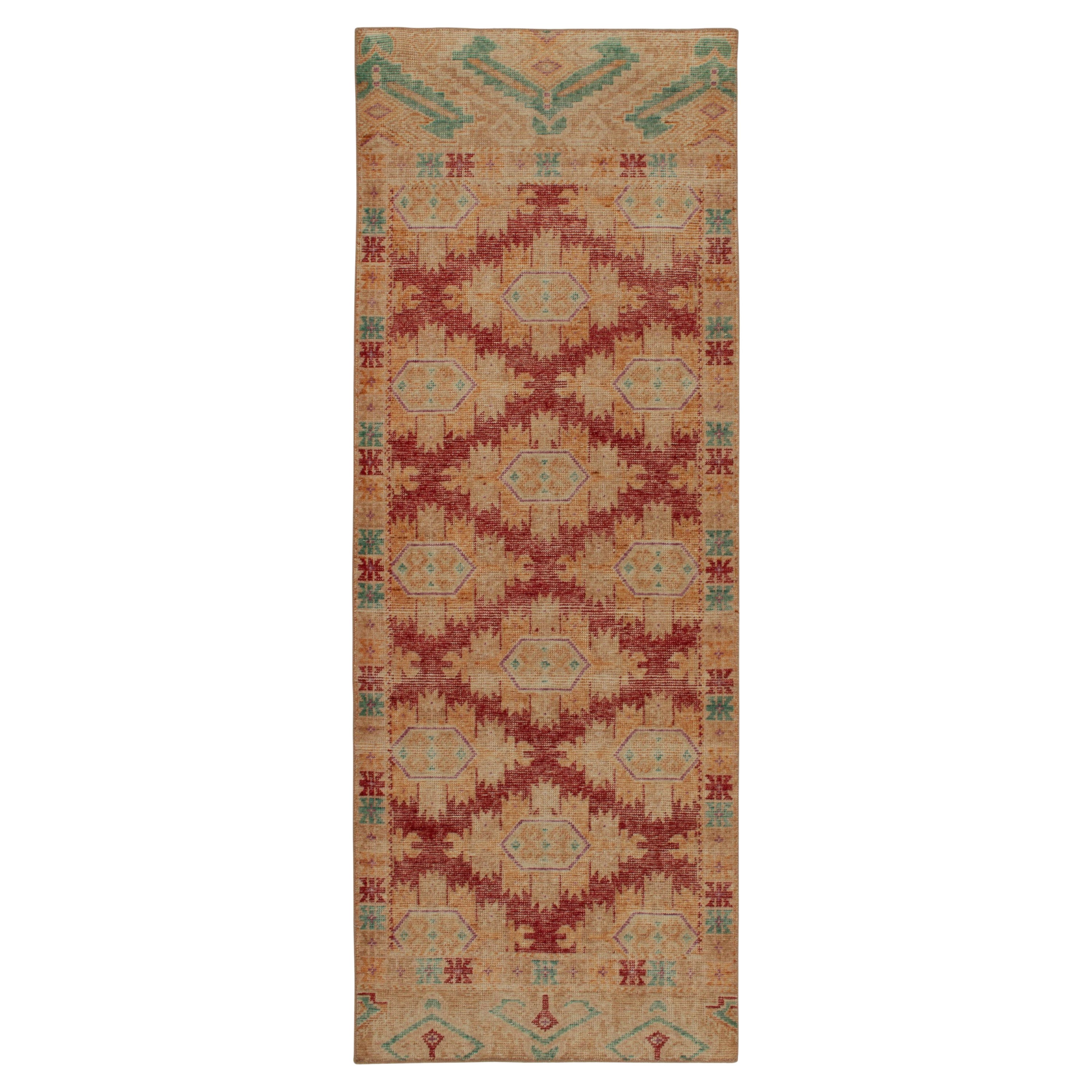 Rug & Kilim’s Distressed Bokhara Style Runner in Red, Beige & Gold Medallions