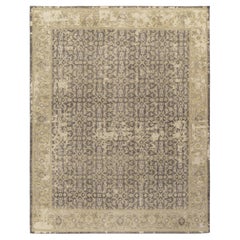 Rug & Kilim’s Distressed Classic Style Custom rug in Grey, Beige Herati Pattern