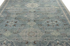 Teppich & Kilims Distressed im klassischen Stil in Blau und Grau mit geometrischem Muster