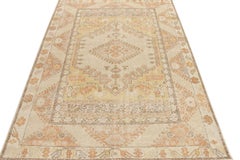 Rug & Kilim's Distressed Classic Style Rug in Cream, Orange Medallion Pattern
