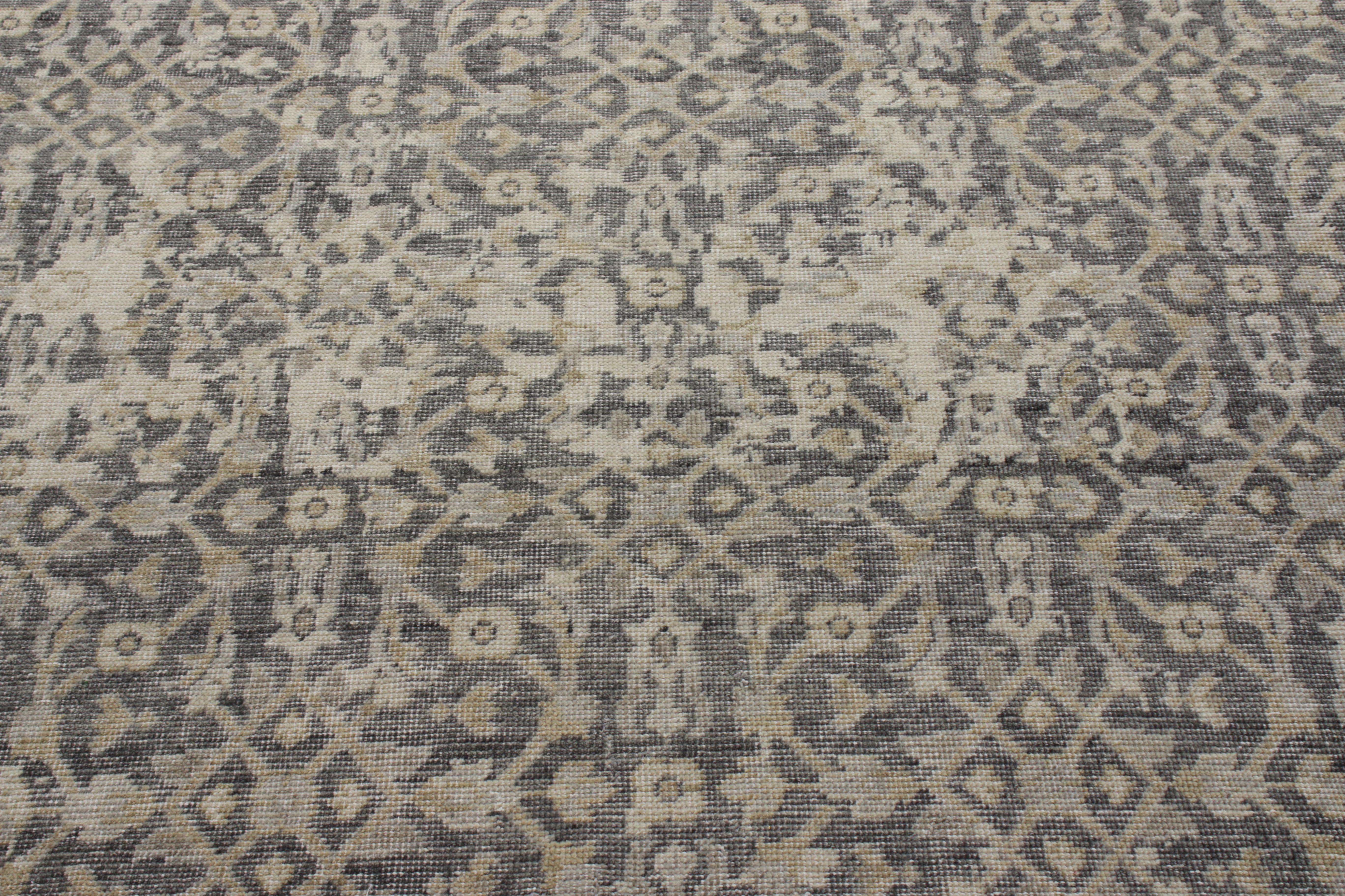 Alfombra de estilo clásico desgastado Rug & Kilim en gris, estampado floral beige-marrón Indio en venta