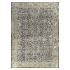 Rug & Kilim’s Distressed Classic Style Rug in Gray, Beige-Brown Floral Pattern