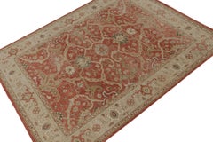 Rug & Kilim’s Distressed Classic Style Rug in Red with Beige Floral Patterns