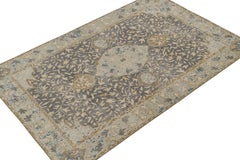 Rug & Kilim’s Distressed Classic Style Rug with Ice Blue Medallion Pattern