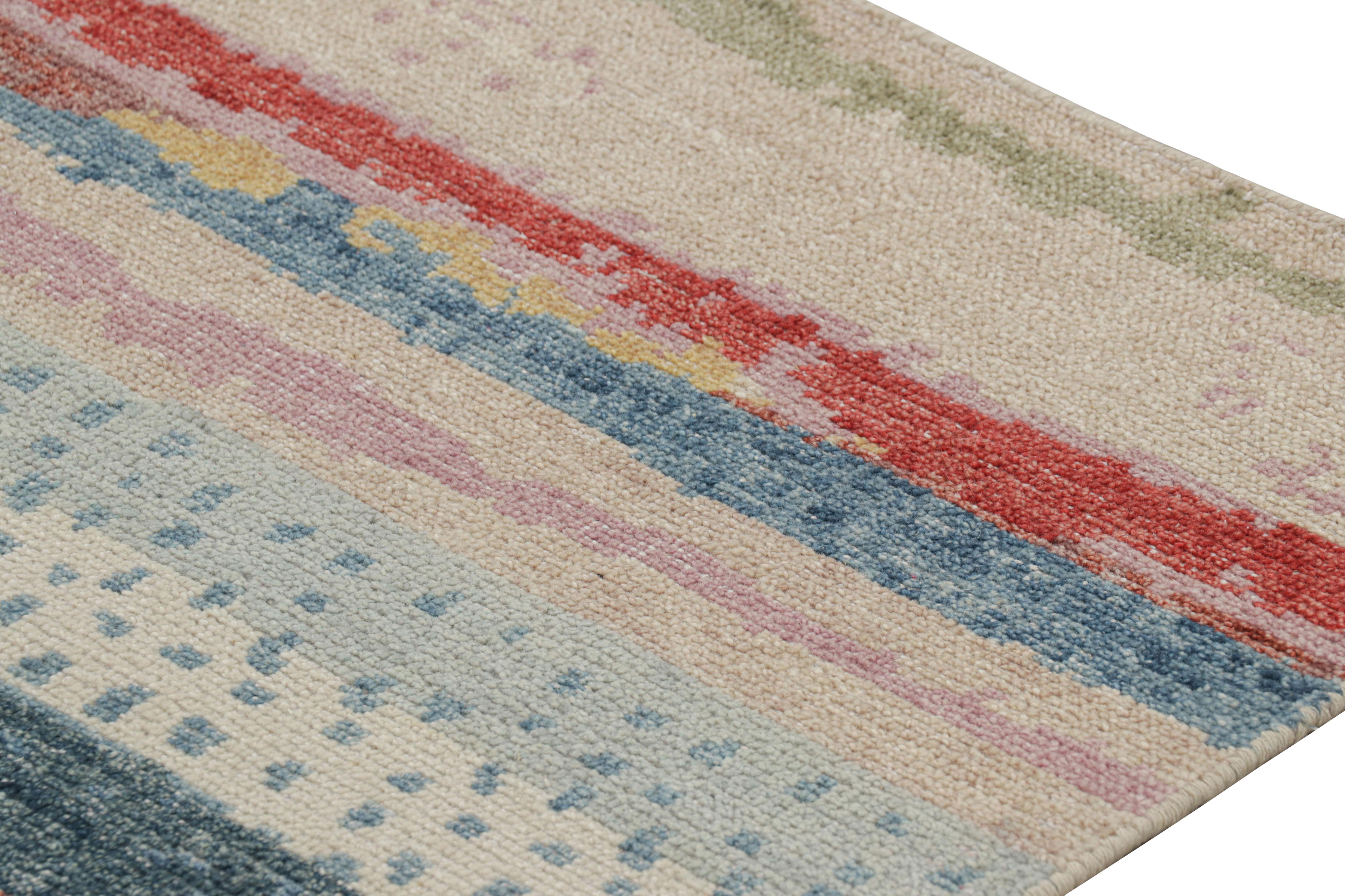Modern Rug & Kilim’s Distressed Contemporary Abstract Art Rug in Polychromatic Pattern For Sale