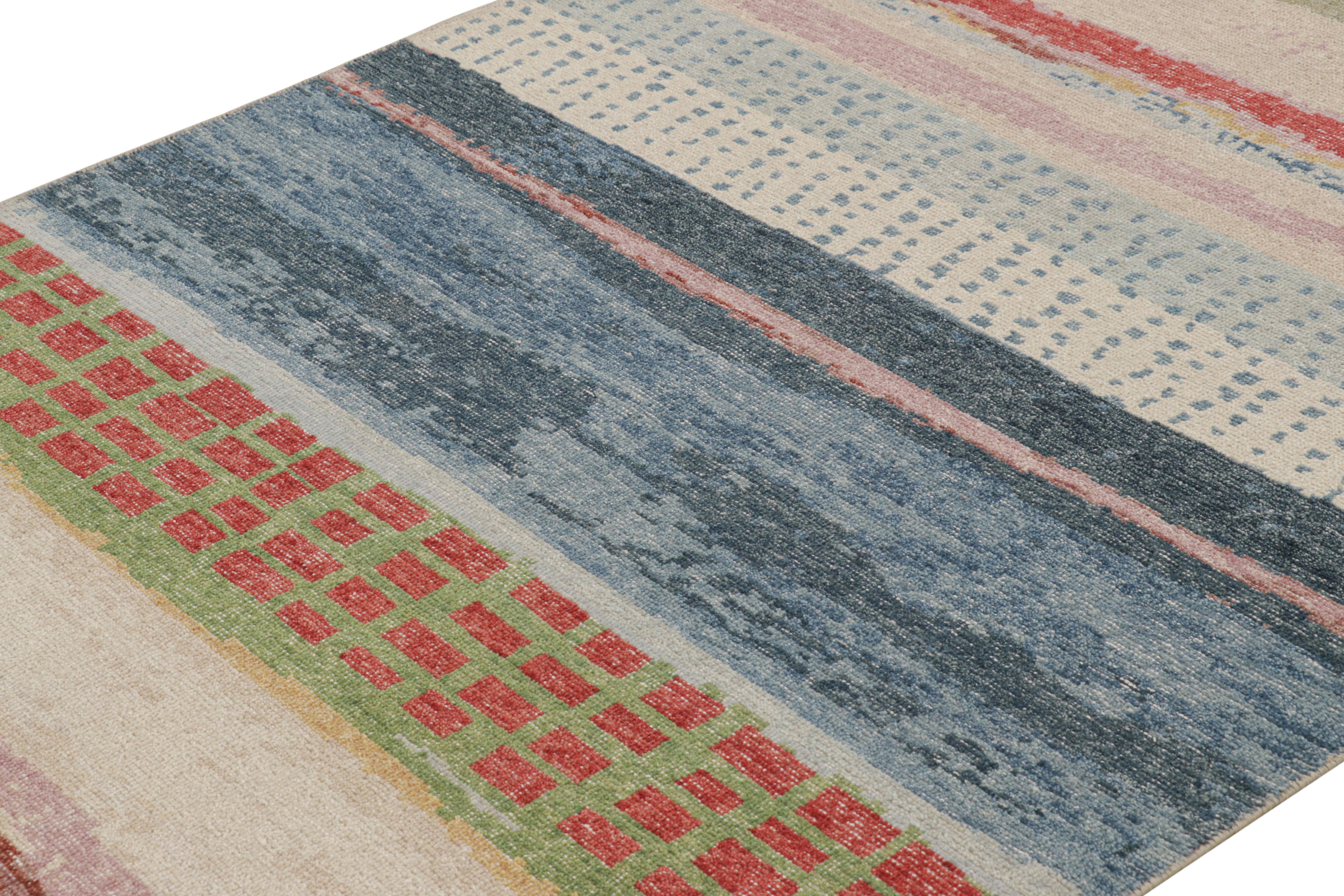 Made with hand-knotted wool, this 5x7 contemporary rug is a vibrant new addition to Rug & Kilim’s Homage rug collection—an exciting modern approach to the look and feel of distressed rugs.


On the Design: 


This rug enjoys painterly play of