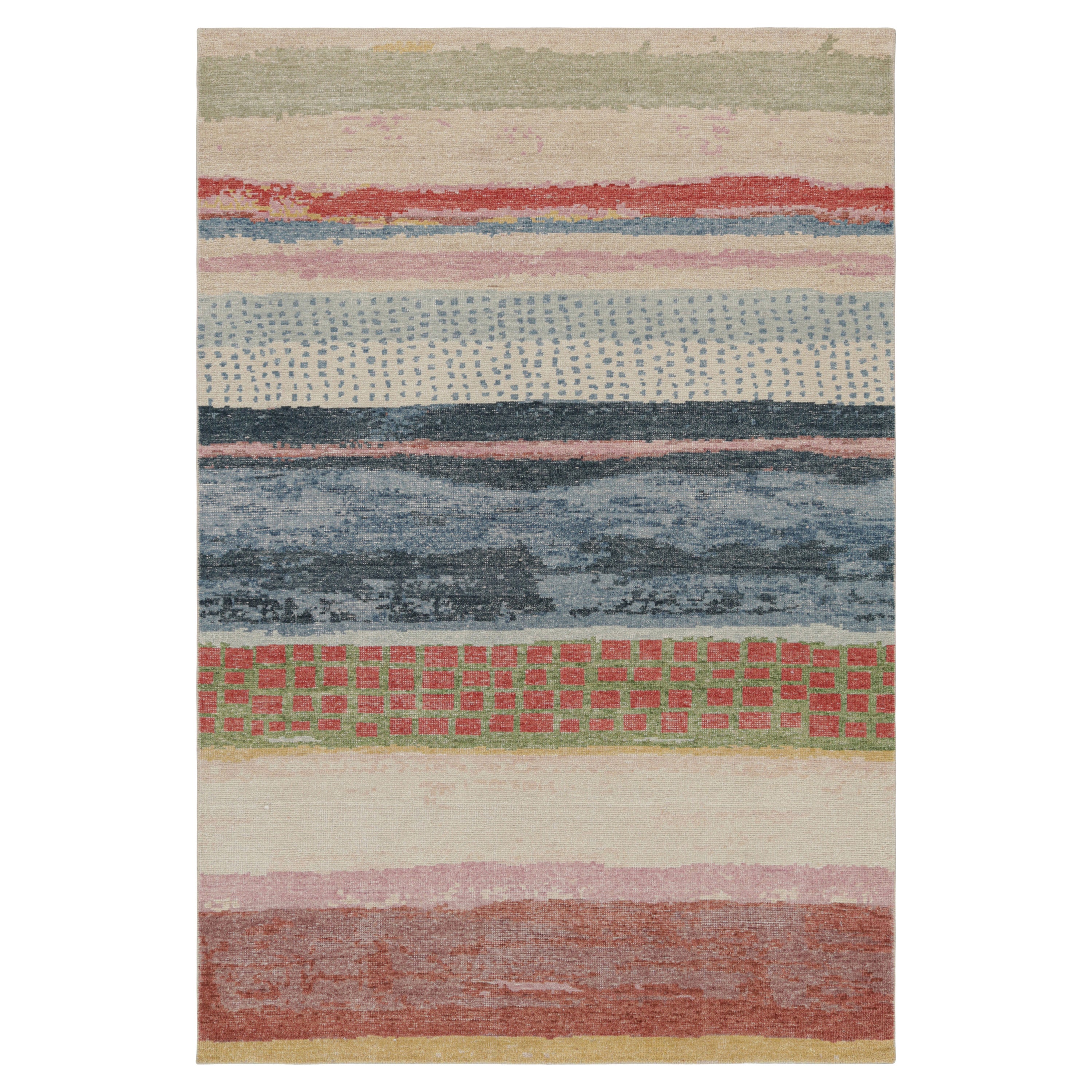 Rug & Kilim's Distressed Contemporary Abstract Runner in polychromen Mustern