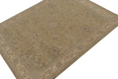 Rug & Kilim’s Distressed Custom Rug Design in Green with Beige and Blue Pattern