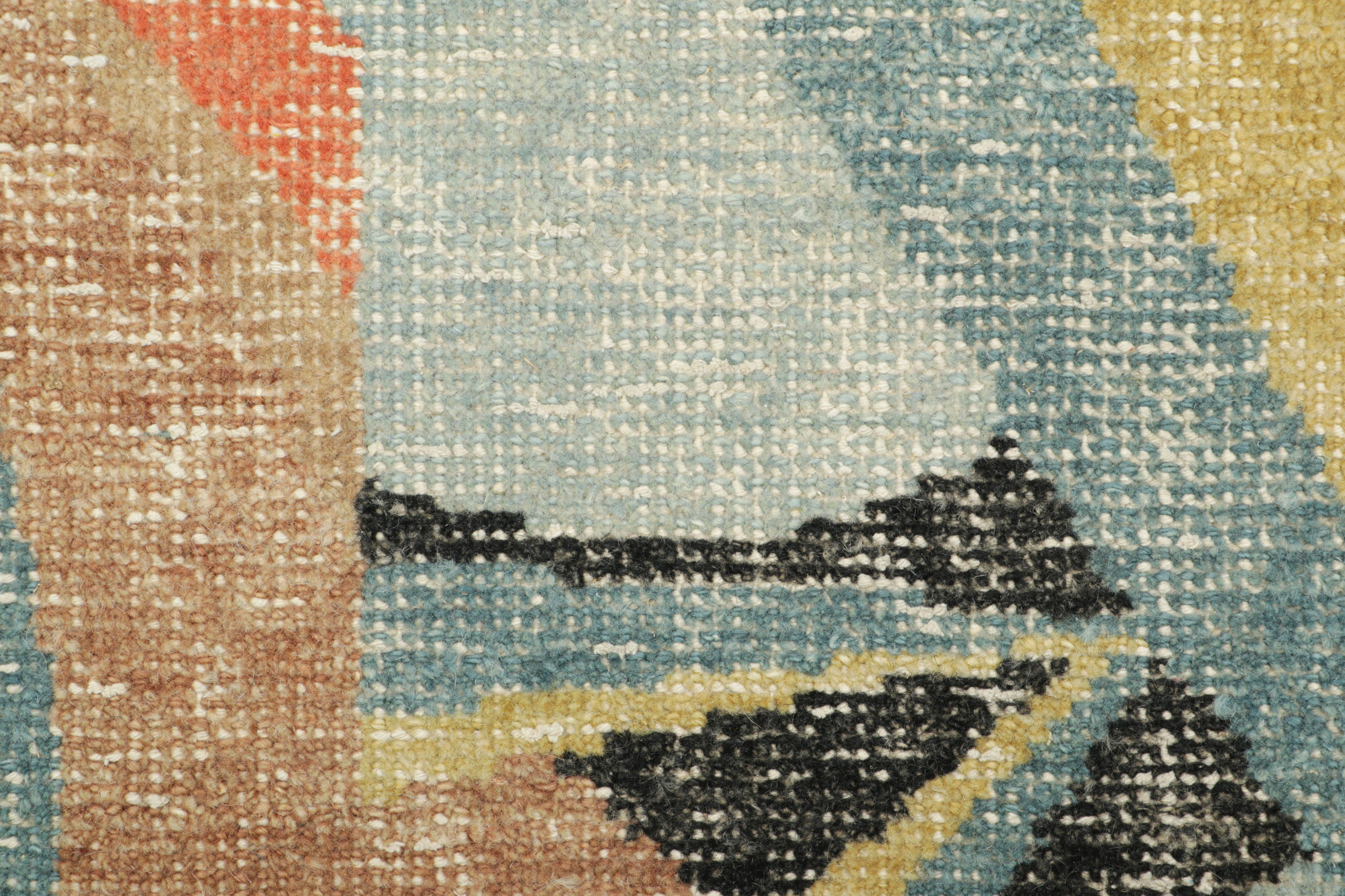 Indian Rug & Kilim’s Distressed Custom Rug Sample with Polychromatic Abstract Patterns For Sale