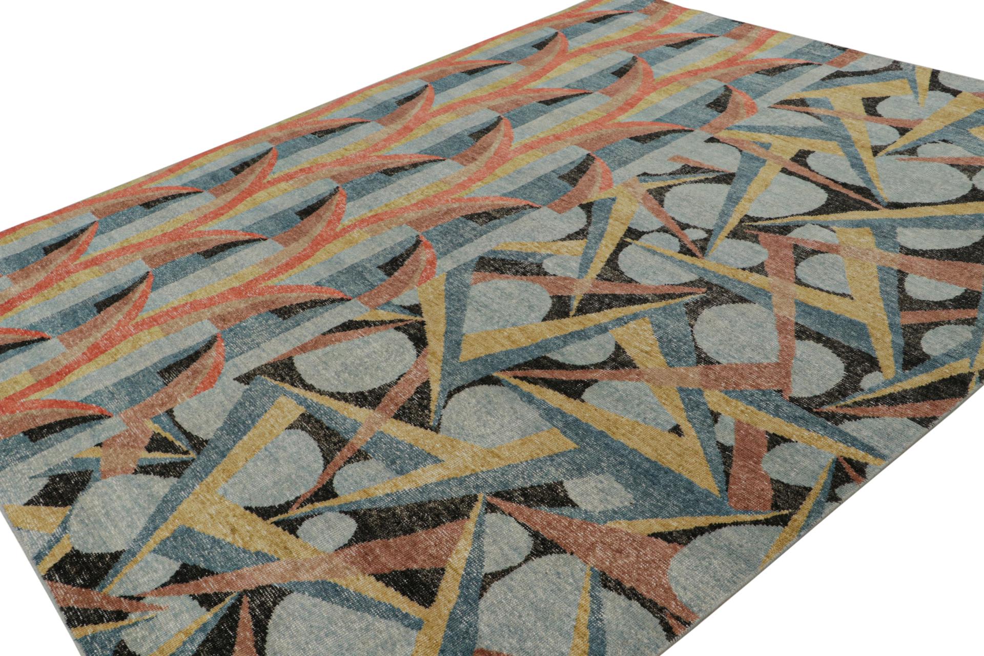 Un scintillant tapis en laine 8x10 noué à la main de la Collection Homage de Rug & Kilim ; une encyclopédie texturale audacieuse de motifs et de styles.

Sur le Design : 

Cette création est une interprétation audacieuse de l'Art déco à travers une