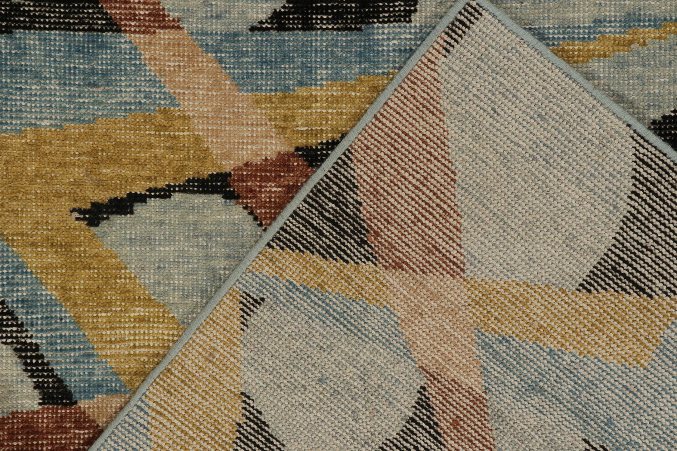 Teppich & Kilims Distressed im Deko-Stil in Blau & Beige-Brown mit geometrischen Mustern (21. Jahrhundert und zeitgenössisch) im Angebot