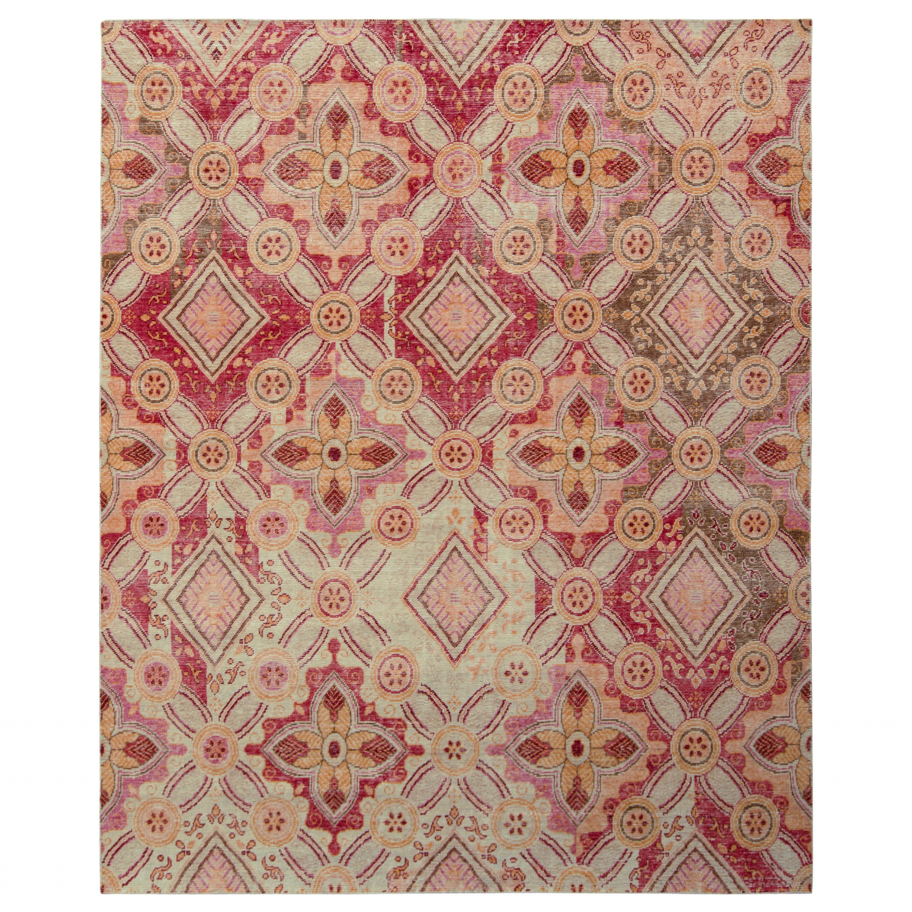 Rug & Kilim’s Distressed Deco Style Rug in Blue, Off-White Trellis Pattern For Sale