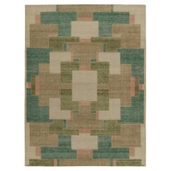 Teppich &amp;amp; Kilims Distressed im Deko-Stil in Grün, Beige-Braun mit geometrischen Mustern