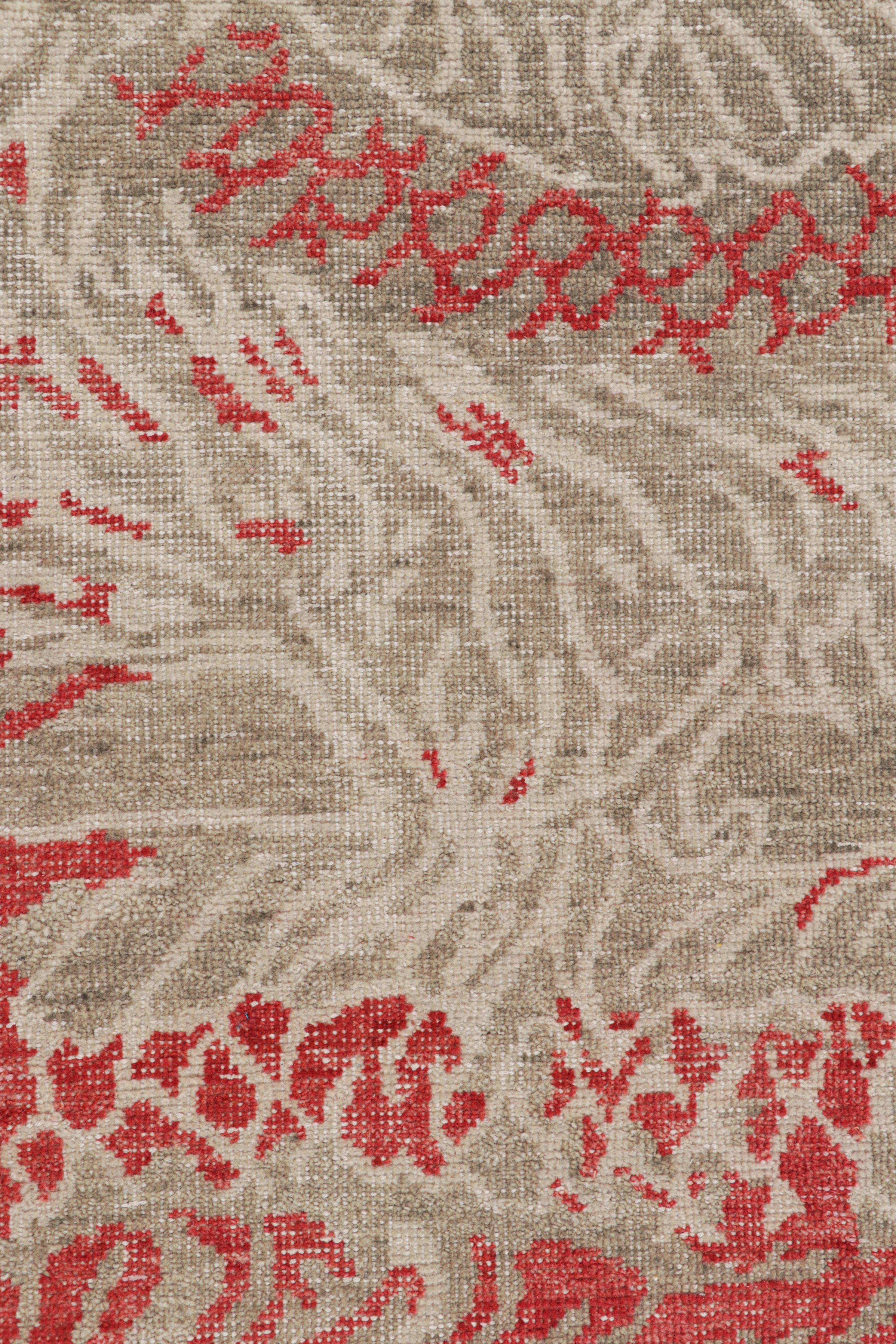 Alfombra Dragón Desgastada de Rug & Kilim con motivos pictóricos en rojo, gris y blanco Moderno en venta