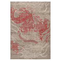 Rug 
Kilim: Tappeto Dragon Distressed con motivi pittorici rossi, grigi e bianchi