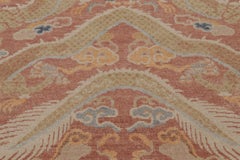Rug & Kilim’s Distressed Dragon Rug, Rust and Gold with Dramatic Pictorials