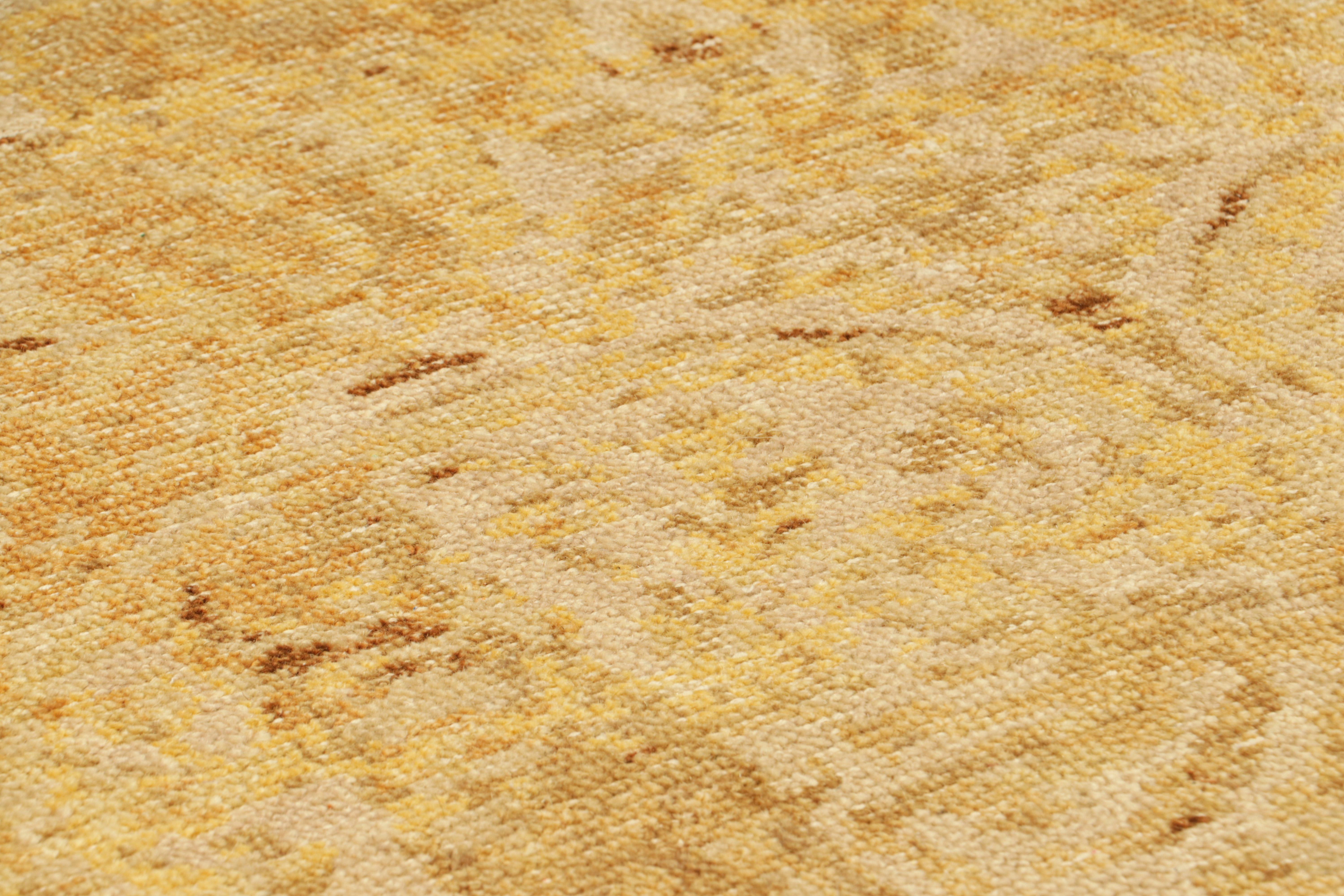 Hand-knotted in wool, this 4x4 modern European rug, originating from India, as inspired by grand European designs of Victorian sensibility, is an exciting addition to the Rug & Kilim collection. 

On the Design: 

One can’t help but admire the