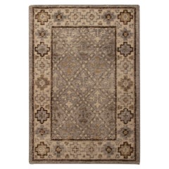Rug & Kilim’s Distressed Gift Sized Rug, Beige-Brown Geometric Design