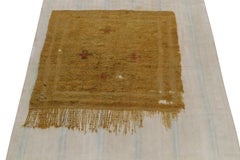 Rug & Kilim's Distressed Gold Fragment Rug on Gray and Blue Flat Weave