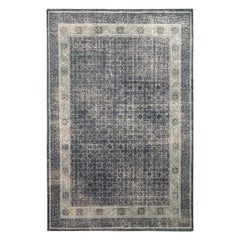 Tapis & Kilims - Tapis de style Khotan vieilli en bleu et gris à motif géométrique