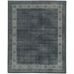 Tapis Distressed Khotan de Rug & Kilim à motifs géométriques bleus et gris