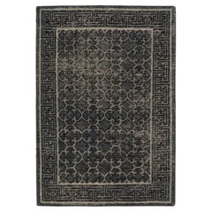 Teppich & Kilims Distressed Khotan-Teppich im Stil von Teppich in Blau & Grau mit Spaliermuster