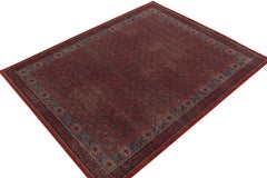 Rug & Kilim's Distressed Khotan Style Teppich mit rotem und blauem Spalier-Muster