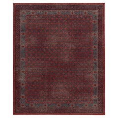 Rug 
Kilim’s Distressed Khotan Style Rug in Red 
Blue Trellis Pattern