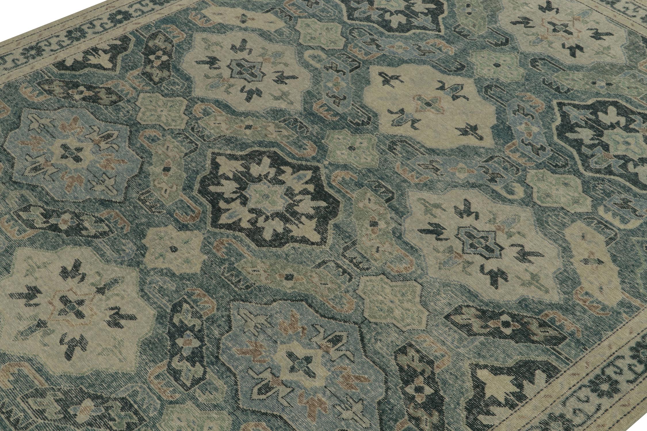 Indiano Rug & Kilim è un tappeto in stile Kuba con motivi a medaglioni blu e grigi. in vendita