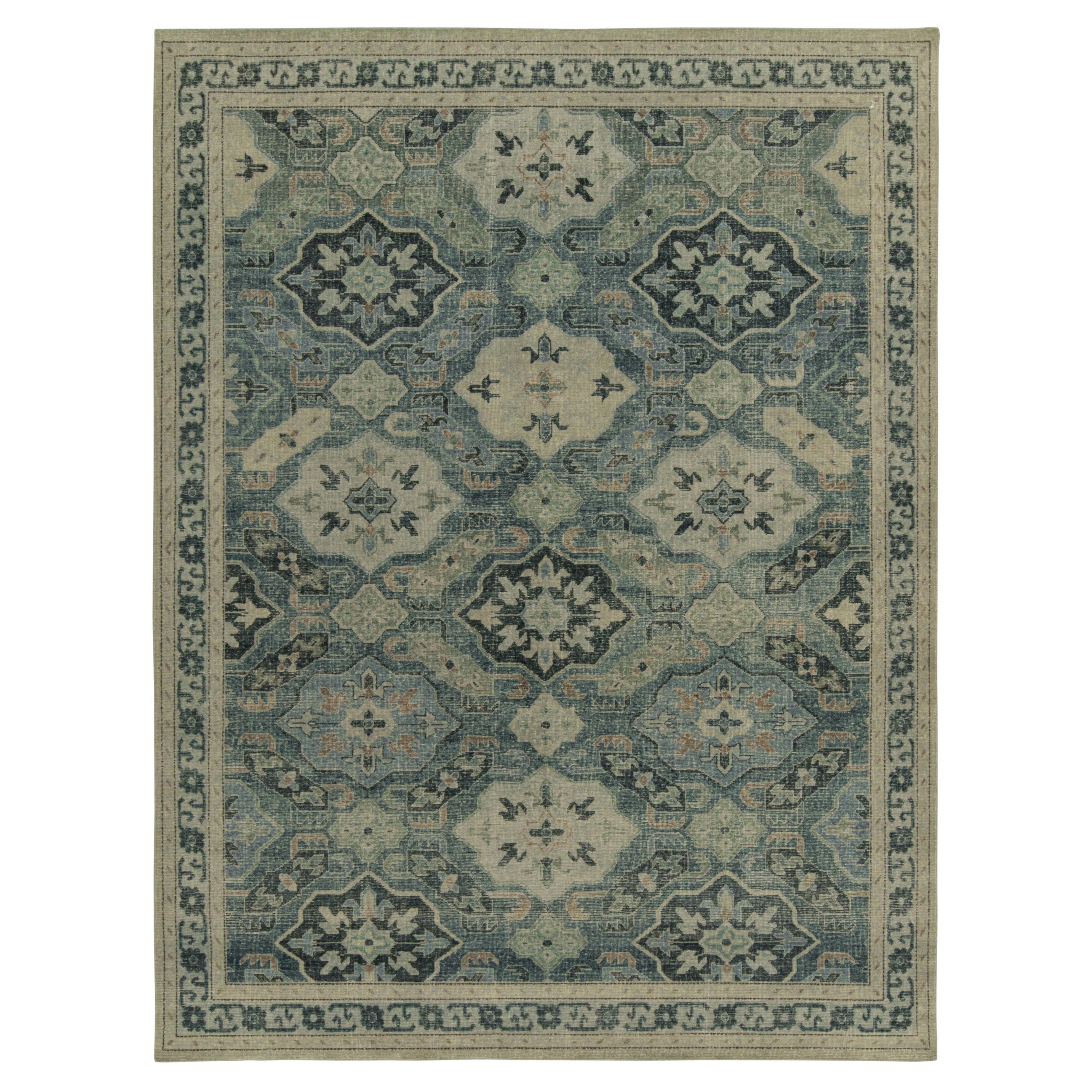 Teppich & Kilims im Kuba-Stil mit blauen und grauen Medaillonmustern